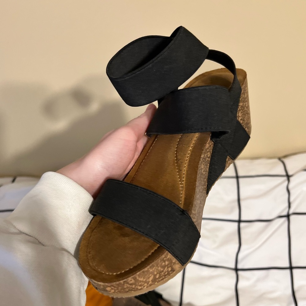 Black straps wedges
